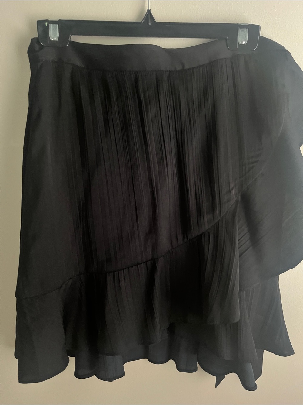 Maeve Black Pleated Ruffle Skirt